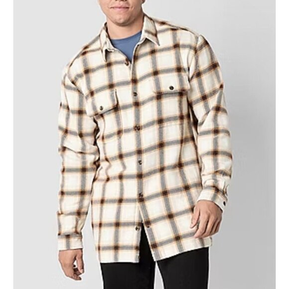 mutual weave Mens Big and Tall Midweight Shirt Jacket Beige Shadow 3XLT NWT - Picture 1 of 7